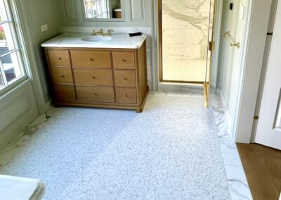 PYRAMID - 12x24 Calacatta Gold marble mosaic with floor border sloped ceiling
