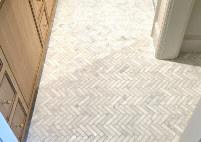 PYRAMID - herringbone marble mosaic floor no threshold