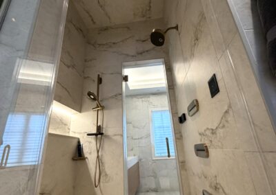 large format porcelain with Schluter trim niche
