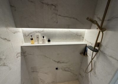 large format porcelain with Schluter trim niche